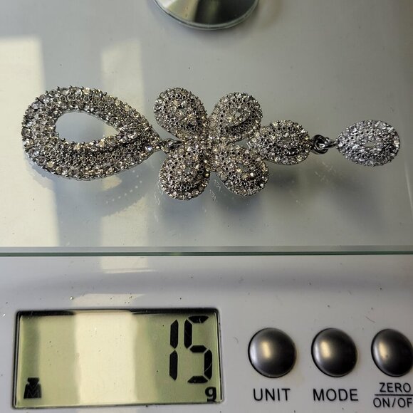 Silver Crystal Drop Earrings Dangle and Drop Earrings Bridal Earrings - Picture 7 of 7